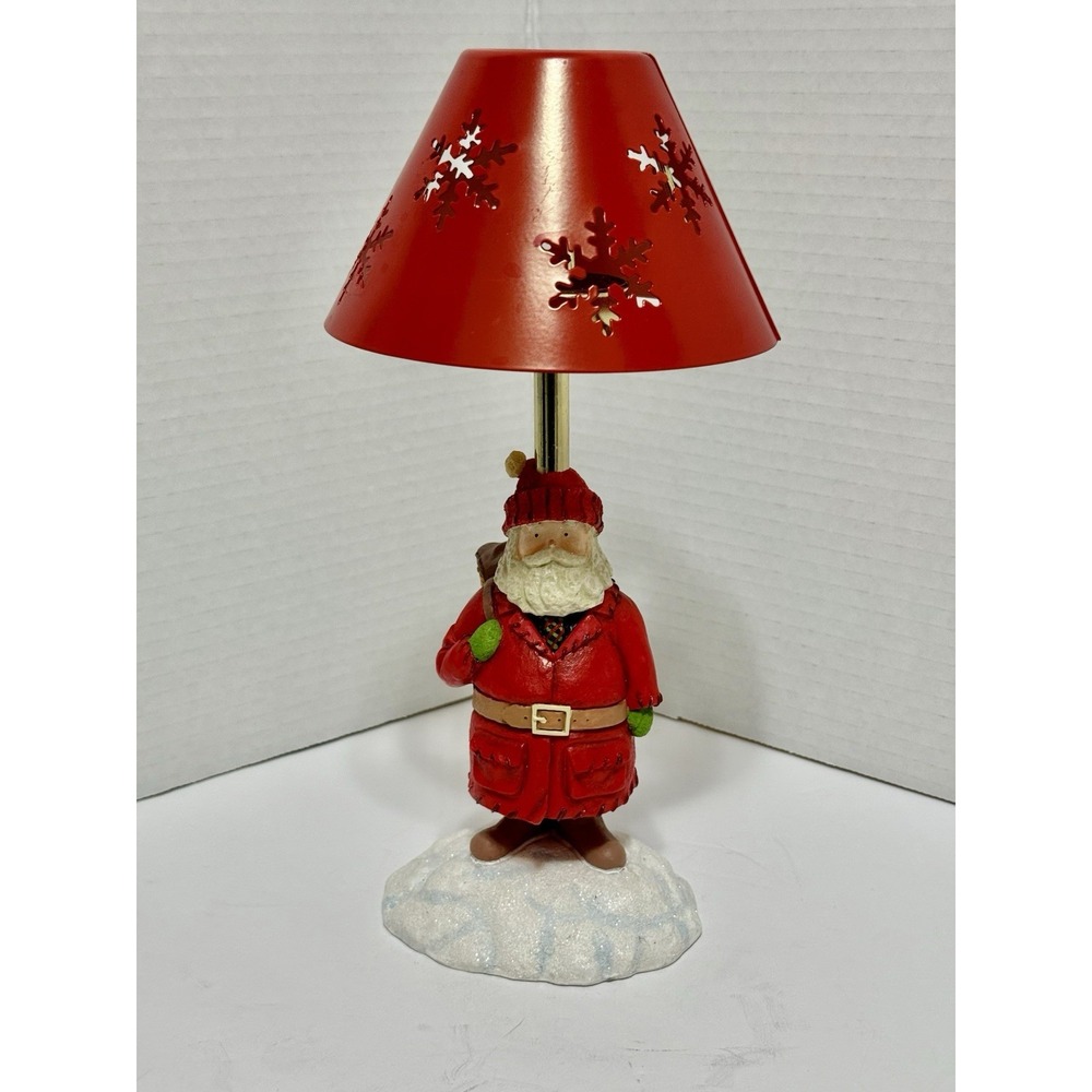 Hallmark Santa‎ Claus Tea Candle  Lamp With Metal Shade Christmas Home Decor